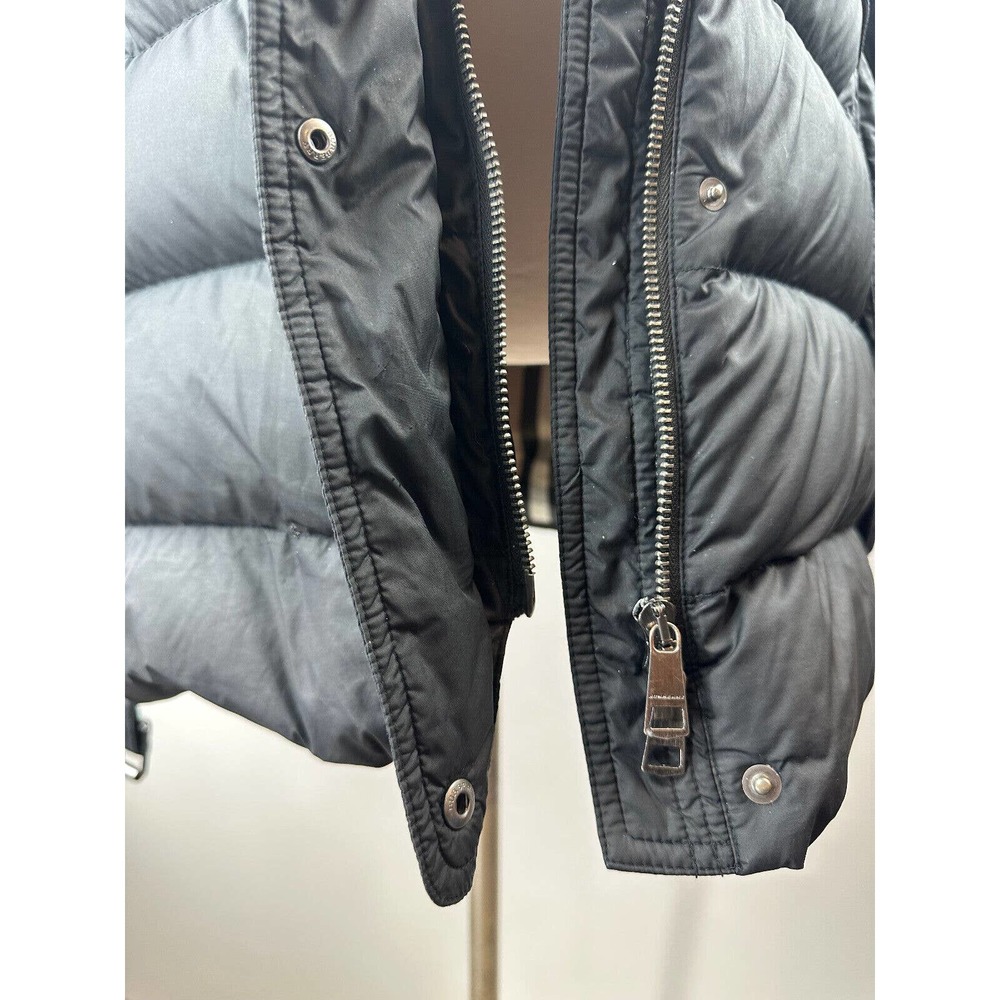 *Flawed Burberry Brit Down Puffer Jacket Coat Belted Hooded Quilted Black Size M - Picture 12 of 16